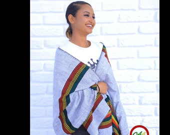 Handmade Ethiopian Scarf: Colorful Striped Fashion Shawl