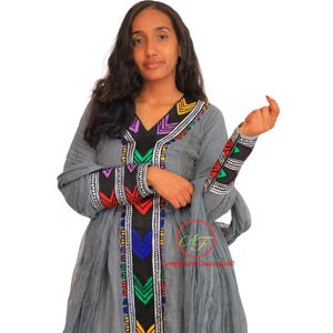 Handmade Cotton Ethiopian Dress with Scarf
