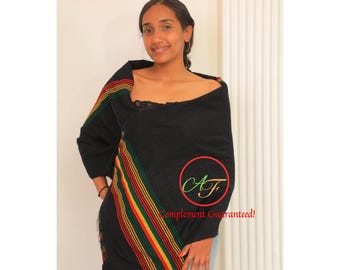 Handmade Ethiopian Scarf: Colorful Fashion Shawl, Valentines day gift.