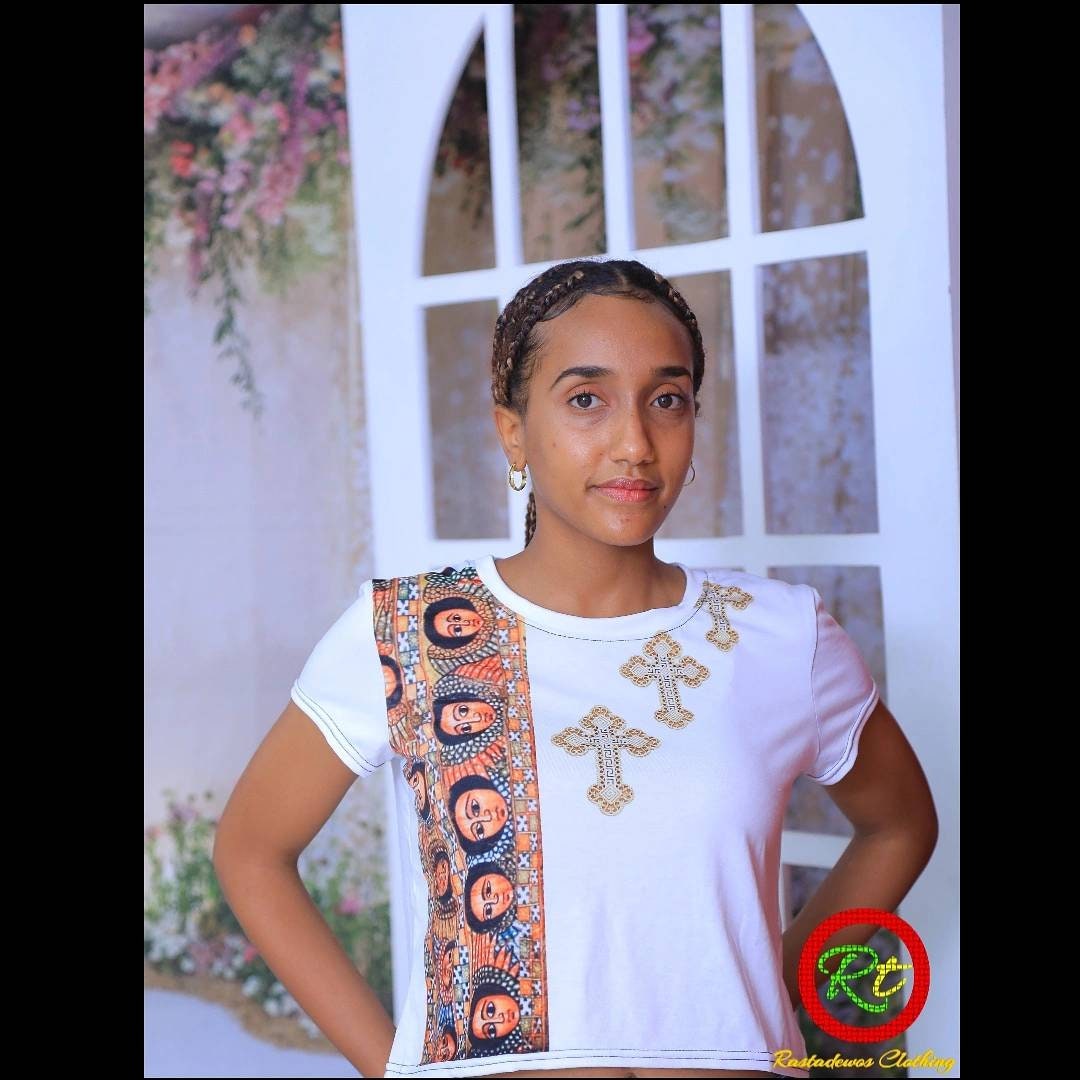 Ethiopian Crop Top: Cultural Design Tee