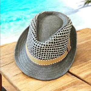 Paper Fedora Hat: Stylish Beach Sun Hat (54cm), Valentines day gift.