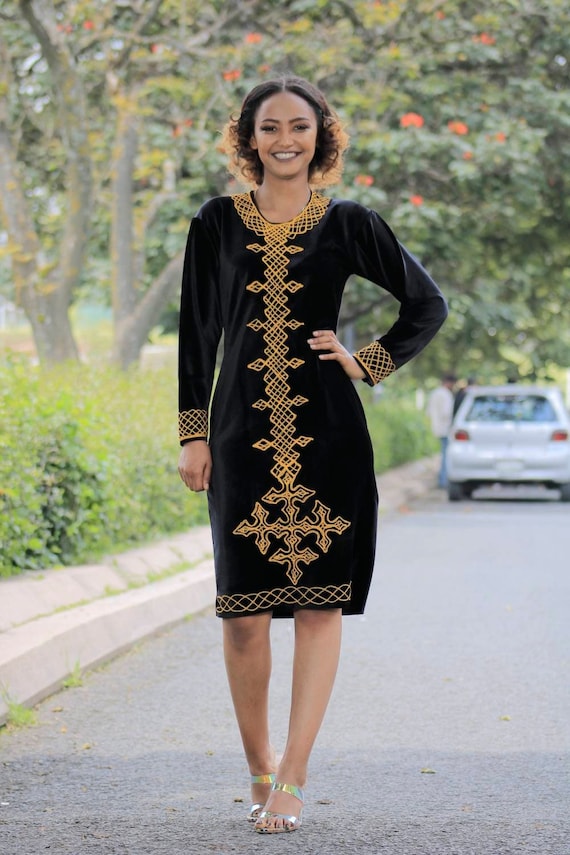 Cute Dress Black Dress Tunic Dress Ethiopian Dress Habesha Dress Boho Gold Embroidery Black Dress Habesha Clothes Eritrean Gift. Etsy UK