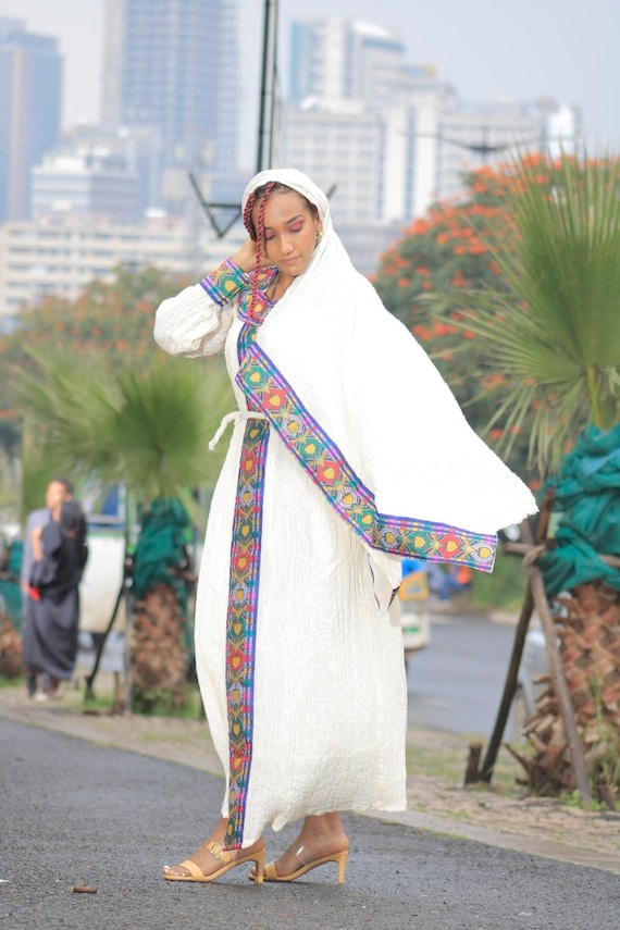 White clearance habesha dress