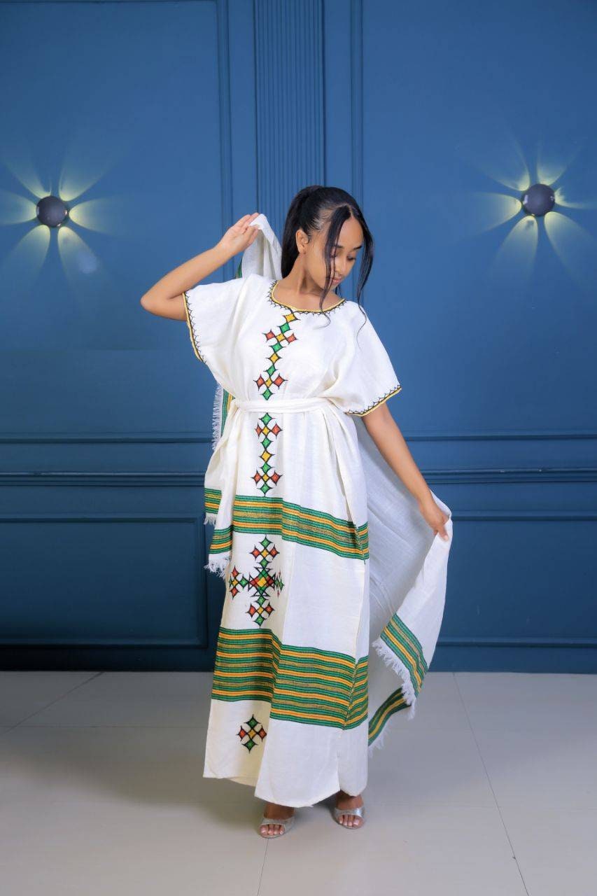 Ethiopian Traditional Dress Habesha Cultural Dress Coffee - Etsy