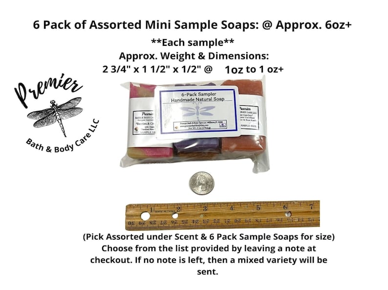 Handmade Moisturizing Scented Soap Bars, Bar Soaps, U PICK 6-Pack Sample Soaps