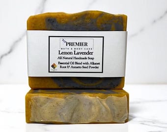 All Natural Handmade Lavender Lemon Soap Bar, Moisturizing Aloe Vera Soap, Vegan Bar Soap, Self Care Gift