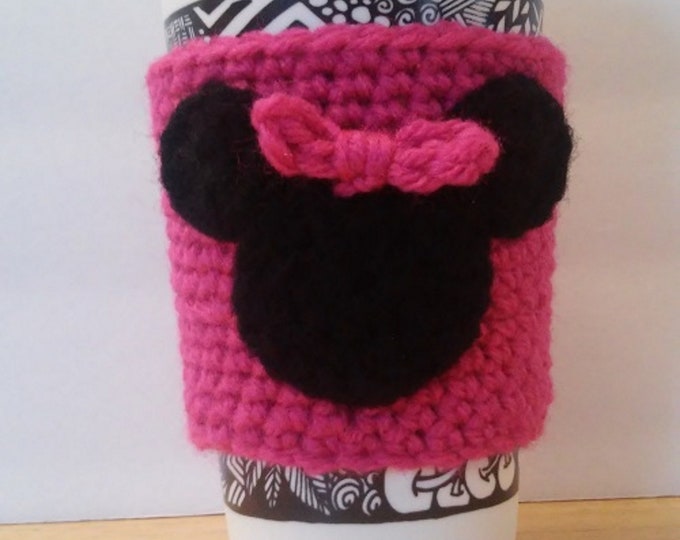 Minnie Mouse Themed Cup Sleeve, Disney Inspired, Reusable Sleeve, Coffee Cup Cozy