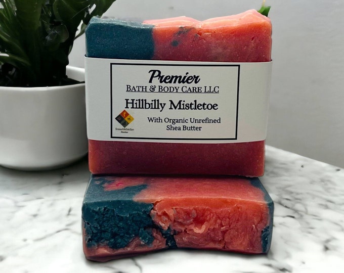 Hillbilly Mistletoe Natural Handmade Soap, Holiday Scented Soap Bars, Christmas Soap