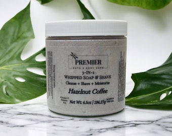 Hazelnut Coffee Whipped Soap & Shave: 3-in-1 Body Wash, Shaving Cream, and Moisturizer, Great Coffee Lovers Gift!