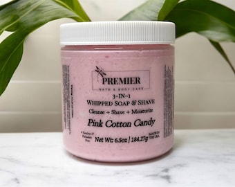 Pink Cotton Candy Whipped Soap & Shave: 3-in-1 Body Wash, Shaving Cream, and Moisturizer