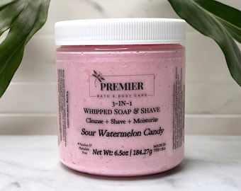 Sour Watermelon Candy Whipped Soap & Shave: 3-in-1 Body Wash, Shaving Cream, and Moisturizer