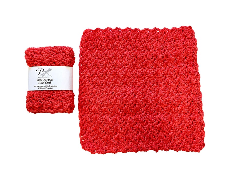Handmade Washcloth Crochet Cotton Washcloth Dish Cloth Red