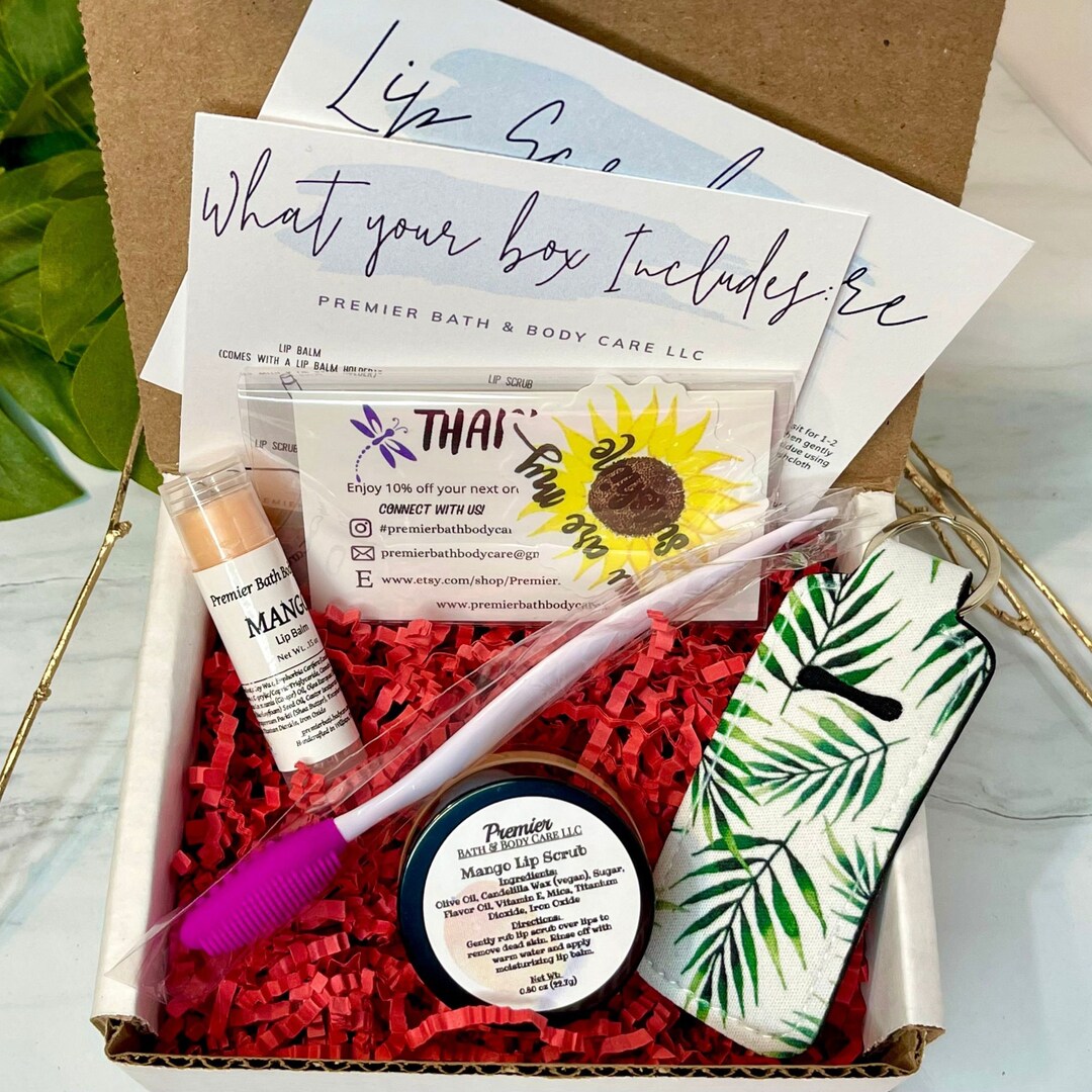 Lip Care Gift Set Kit With Lip Scrub, Lip Balm, Lip Balm Holder, and Lip Scrub Brush U Pick