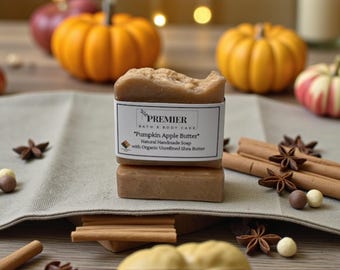 Pumpkin Apple Butter Natural Handmade Soap, Limited Edition Fall Scented Soaps, Holiday Scented Soap Bars, Christmas Soap