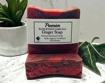 Ginger Snap Gingerbread Natural Handmade Soap, Limited Edition Fall Scented Soaps, Holiday Scented Soap Bars, Christmas Soap