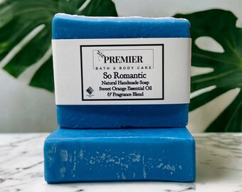 So Romantic Handmade Soap Bar, Scent of Sweet Orange + Sandalwood + Ylang, Ylang Blend, Moisturizing Soap, Vegan Soap,Self Care Gift for Her