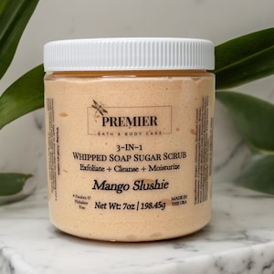 Mango Slushie - Whipped Sugar Scrub Soap - Foaming Whipped Scrub - 3-in-1- Exfoliate - Cleanse - Moisturize - Body Scrub - Body Polish