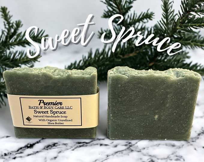Sweet Spruce Natural Handmade Soap, Fall & Winter Holiday Scented Soap Bars, Christmas Soap