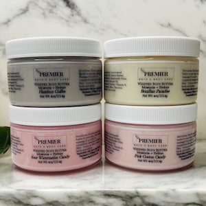 Set of 4 Whipped Body Butters, Whipped Shea and Kokum Butter, Non-Greasy Natural Moisturizers, Gift Idea, Free Shipping