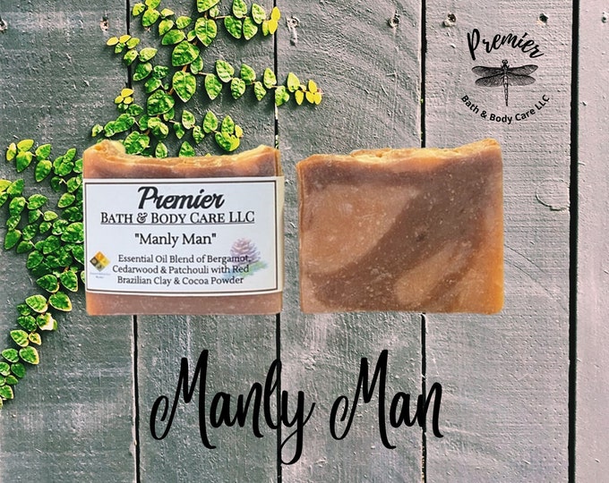 All Natural Manly Man Soap Bar, Organic Shea Butter Soap, Handmade Vegan Soap, Free Shipping