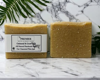 Handmade Unscented Oatmeal & Goat Milk Soap Bar, Fragrance Free Facial Cleanser, Body Wash, Gift For Mom