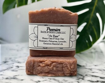 All Natural At Ease Oatmeal & Rose Clay Soap Bar