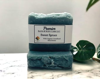 Sweet Spruce Natural Handmade Soap, Fall & Winter Holiday Scented Soap Bars, Christmas Soap