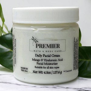 Hydrating Mango Face Cream, Daily Facial Cream with Hyaluronic Acid, Gentle For All Skin Types 4.5 oz