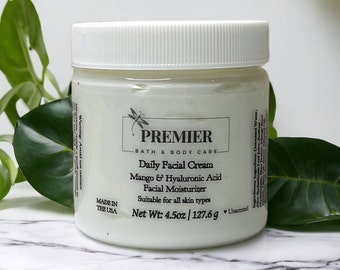 Hydrating Mango Face Cream, Daily Facial Cream with Hyaluronic Acid, Gentle For All Skin Types