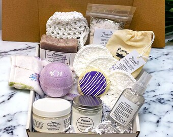 Natural Lavender Bath & Body Spa Gift Box, Time to Relax Self-Care Box, Gift for her, Soothing Lavender for All Occasions, Mother's Day Gift