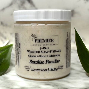 Brazilian Paradise Whipped Soap & Shave: 3-in-1 Body Wash, Shaving Cream, and Moisturizer