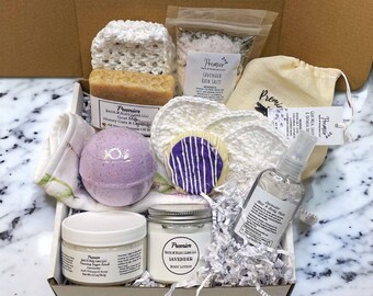 Lavender Spa Gift Box for Women, Self-Care Gift Box for Her, Mother's Day Gift, Thinking of You Gift Basket, Calming Lavender Gift for her