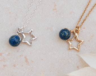 Lapis lazuli star necklace ~ sterling silver or gold filled ~ september birthstone necklace ~ perfect september birthday gift