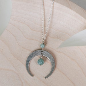 Athena silver and Jade moon necklace ~ green jade necklace ~ silver moon pendant ~ crescent moon necklace ~ gift for mum ~ mothers day gift