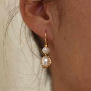 unique freshwater pearl earrings, perfect pearl bridal earrings, june birthstone earrings image 9