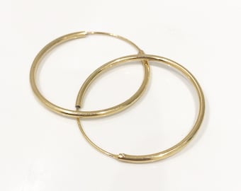 Classic large gold filled hoop earrings ~ 30mm gold earring hoops ~ fine gold hoops ~ thin gold hoops ~ everyday hoops ~ gift for her