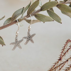 delicate starfish earrings, gold filled earring hooks, sterling silver earring hooks, lightweight charm earrings, seaside gift image 4