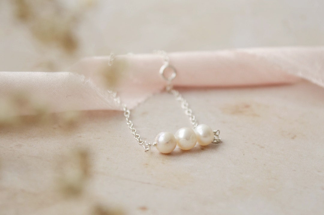 Trio Pearl Sterling Silver Plated Necklace
