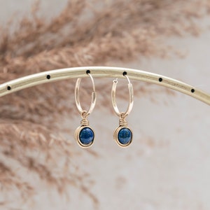 lapis lazuli hoop earrings, navy blue gemstone earrings, september birthstone jewellery, something blue jewellery