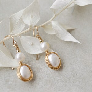 unique freshwater pearl earrings, perfect pearl bridal earrings, june birthstone earrings image 2