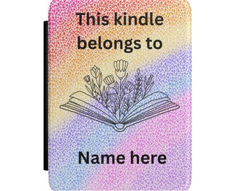 Floral Open Book Name Personalized Kindle Case | Rainbow Watercolor