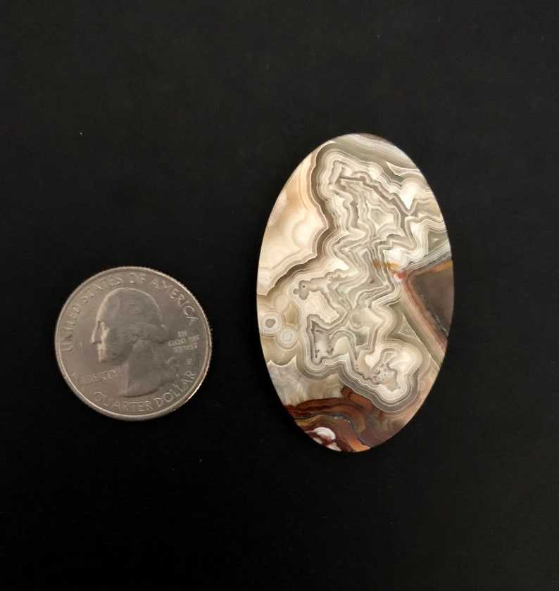 Laguna Lace Agate Cabochon 46x28x5mm VERY BEAUTIFUL! Perfect Polish on two sides Designer Cabochon
