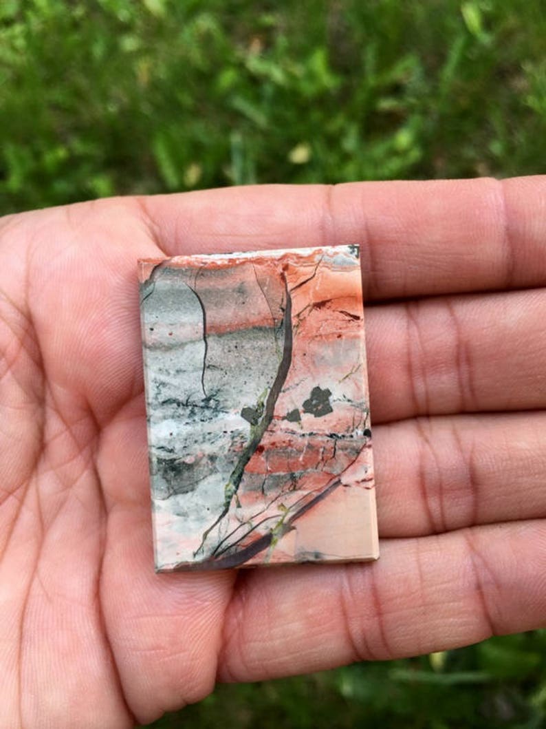 Landscape Jasper Cabochon 61.4 ct Scenic Jasper cabochon size 40mm by 28mm Designer Jasper Cabochon