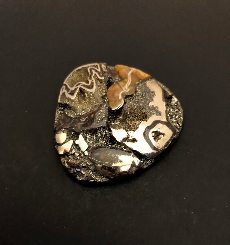 Russian Ammonite cabochon Designer Cabochon High grade Sea Fossil cabochon Huge Ammonite cabochon with Pyrite