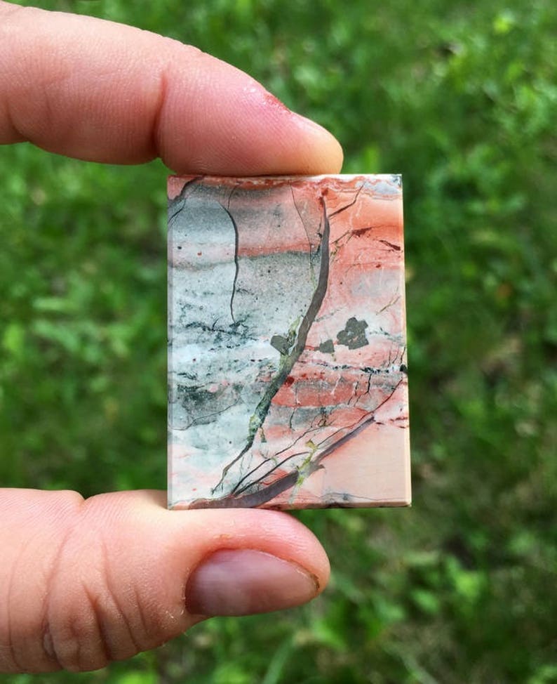 Landscape Jasper Cabochon 61.4 ct Scenic Jasper cabochon size 40mm by 28mm Designer Jasper Cabochon