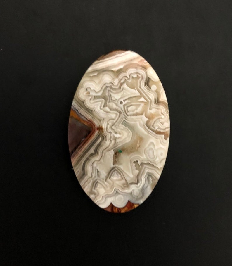 Laguna Lace Agate Cabochon 46x28x5mm VERY BEAUTIFUL! Perfect Polish on two sides Designer Cabochon