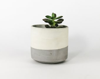 Small Straight Sided Concrete Pot / Light Gray Flip