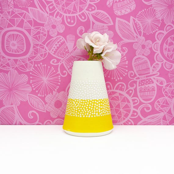 Yellow Matte Finish Ceramic Bud Vase
