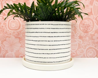 Dotted Stripe Ceramic Planter-large