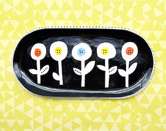 Abstract Floral Ceramic Tray